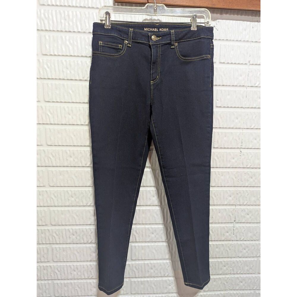 Michael Kors Women's Blue Dark-Wash Stretch Skinny Mid-Rise Denim Jeans Size 8